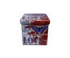 Biscottini Puf contenedor para niños y adultos 33 x 33 x 33 cm | Cajas de almacenamiento con tapa | Puf contenedor cuadrado con decoraciones