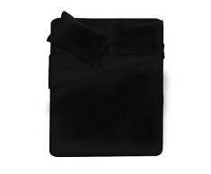 Max Color CLMXNERO2P Juego Ropa de Cama Plana 250x300, Plancha instalada 170x200cm+2 Fundas 52x82cm, Negro, 100Â % AlgodÃ³n, Doble