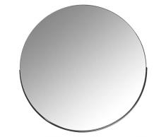 DRW Espejo de Pared Redondo de Metal en Negro Mate 75x4cm, Borde inf. 3cm