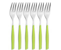 BUGATTI Glamour glmu-021f17/6 Tenedores para Tartas (Juego de 6) - San (Resina copolímeros de estireno-acrilonitrilo)/Acero - 16 x 20 x 3 cm - Verde