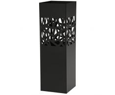 DRW Paraguero Metal Negro Cuadrado 15,5x15,5x49 cm