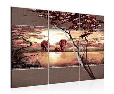 Imagen de elefante africano 120 x 80 cm â 3 piezas de fieltro â lienzo XXL formato pared imÃ¡genes salÃ³n decoraciÃ³n impresiones de arte marrÃ³n gris â Fabricado en Alemania â listo para colgar 001031b