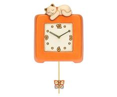 THUN - Reloj de péndulo Country con Gato - Living, decoración de la casa - Idea de Regalo - LÃnea Country - Cerámica, Mecanismo de plástico - 20,5 x 4,5 x 24,7 cm h