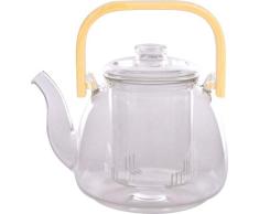 Tetera Borosilicato con Infusor de Té, Asa Madera, Transparente, 800 ml