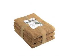 GÃ¶zze - Set de toallas de rizo, 2 toallas de mano (50 x 100 cm), 2 toallas de ducha (70 x 140 cm) y 2 toallas de invitados (30 x 50 cm), AlgodÃ³n, 480 g/mÂ² - Arena