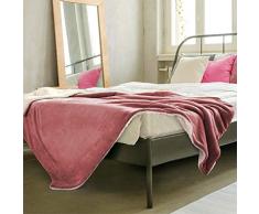 PETTI Artigiani Italiani Sofa, Cama, Manta Reversible, Lana y Microfibra, Muy Suave y Cálida, 100% Made in Italy, Rosa, 150x200 cm