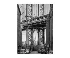 Komar Wandbild Von Brooklyn Bridge | Poster, Bild, Wohnzimmer, Schlafzimmer, Dekoration, Kunstdruck | ohne Rahmen | P123-30x40 fotomural, Negro, Blanco y Gris