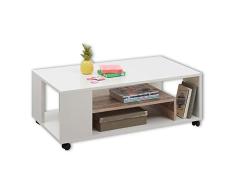 Stella Trading Bologna café Moderna sobre Ruedas, en Color, Aspecto Antiguo â Mesa de sofá móvil con Estante para su salón, Madera de ingenierÃa, Blanco/Old Style, 108 x 40 x 60 cm