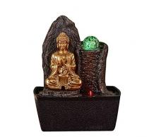 Fuente Buda Haka â Fuente de Interior Buda Relajante Luz LED â Objeto Feng Shui â Deco Amuleto â Fuente de Mesa â Circuito Cerrado â Marrón y Dorado â 26 cm â ZenLight