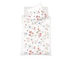 Fleuresse 113825 - Juego de Cama de satÃ©n mako para Verano, diseÃ±o de Flores de Verano con Abejas, Certificado Ãko-TexÂ® Standard 100, 155 x 200 cm, Color Rojo