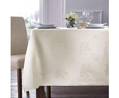 Charlotte Thomas harlotte Thomas Damask Rose Tablecloth 88cm x 88cm Ivory Mantel de Damasco con diseño de Rosas, 88 x 88 cm, Color Marfil, Blanco