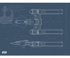 Komar Wandbild Von Star Wars EP9 Blueprint Y-Wing | Kinderzimmer, Jugendzimmer, Dekoration, Kunstdruck | ohne Rahmen | WB180-40x30 fotomural, carbÃ³n