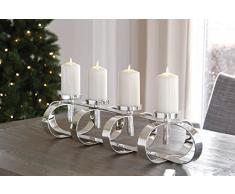 Fink Gorden 158022 - Candelabro (4 focos, Aluminio niquelado, Longitud: 85 cm, Ancho: 27 cm, Altura: 18 cm)