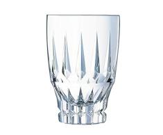 Cristal dArques L8170 Ornements - Juego de 4 vasos altos de cristal de alta calidad, 4 vasos de 36 cl, vasos de agua, de pared gruesa y resistente, transparente