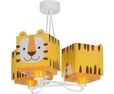 Dalber Little Tiger Lámpara Infantil de Techo 3 Luces Tigre Animales, 60 W, Amarillo