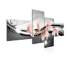 Runa Art imágenes flores magnolias Wandbild 200 x 100 cm Vlies - lienzo XXL formato Wandbilder salón vivienda Deko Kunstdrucke gris 4 piezas - Made in Germany - listo para colgar 210541c