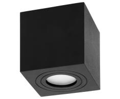 Adviti MEGY DLS GU10 Lampara Techo Salon Downlight Cuadrado Aluminio Max 50W IP54 (Negro)
