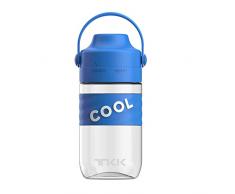 TITIROBA TKK Botella infantil con tapa a prueba de fugas y pajitas, Tritan BPA, botella deportiva a prueba de fugas, azul, 500 ml