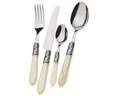 BUGATTI Alladin Ivory Juego de Cubiertos, 24 Piezas en Caja de Madera, Acero Inoxidable
