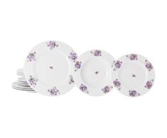 La Cija Violetas Vajilla clÃ¡sica de Porcelana 12 Piezas, Blanco, 27x27x13 cm
