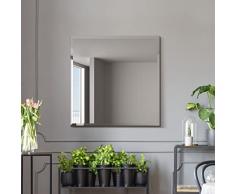 MirrorOutlet The Moderni - Espejo de Pared Cuadrado Grande con Bordes biselados, 70 cm x 70 cm, Color Plateado con Respaldo Negro