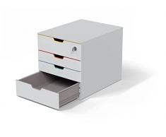 Durable Cajonera A4 Varicolor Mix Safe, 4 compartimentos, con cerradura y etiquetas para etiquetar, multicolor 762627