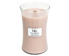 WoodWick - Vela aromática (aroma a parafina, vainilla y sal de mar, cristal de horario grande)