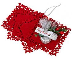 Mopec Set 4 Posavasos muerdago, 2 torinos y Tarjeta. Feliz Navidad, Rojo, Talla Ãºnica, 4
