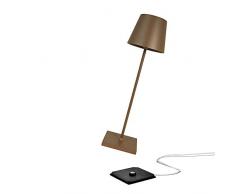Zafferano Poldina Pro-LÃ¡mpara LED de Mesa Regulable (Aluminio, protecciÃ³n IP54, Uso en Interiores y Exteriores, estaciÃ³n de Carga de Contacto, Altura 38 cm, Enchufe Europeo (Core), Corten