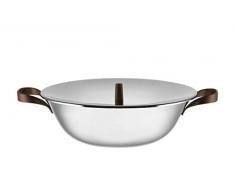 Alessi Edo PU308 - Wok de Triple Hoja con Tapa de Acero Inoxidable, Asas y pomo de Acero Inoxidable con Revestimiento de PVD, Color marrÃ³n