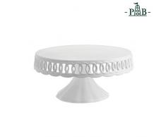 La Porcellana Firenze Tallada - Plato para Tartas con Soporte Caja de Regalo, Color Blanco, 27 cm