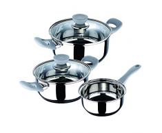 SAN IGNACIO Alexia | BaterÃ­a de Cocina de 5 Piezas | Incluye 2 Cacerolas de 2,8L y 2L con 2 Tapas y 1 Cazo de 1,4L | Acero Inoxidable | Muy Resistente y FÃ¡cil de Limpiar | Para Todo Tipo de Cocinas