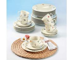 Seltmann Weiden Servicio Combinado 30 Piezas | Set para 6 Personas | Serie Marieluise Marfil | Servicio Incluye Cada 6 Plato de Cena, Plato de Sopa, Plato de Desayuno, Taza de café, platillo de café