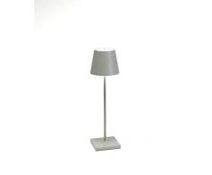 Zafferano Poldina Lámpara de Mesa LED Recargable, Regulable, Cuerpo de Aluminio, H 38cm, Protección IP54, Adecuada para Uso Exterior/Interior, Enchufe UE - Verde Salvia, 2.2 W