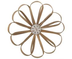 DRW Aplique de pared con forma de flor de madera en natural 37x7cm