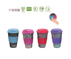 CIAL LAMA PACK 4 UNIDADES, Vaso bamboo con tapa 480ml