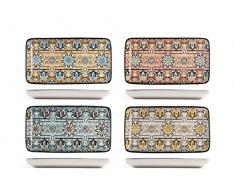 ROYAL NORFOLK Jaipur - Juego de 8 platos rectangulares de porcelana, 18 x 10 x 2 cm