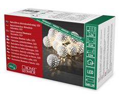 Konstsmide LED guirnalda, grandes bolas de metal, 10 diodos de luz blanca cálida, funciona con pilas, interior, 3 x AA 1,5 V exklusive, cable transparente 3157-103