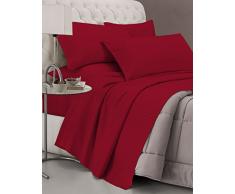 Italian Bed Linen CL-ST-bordeaux-2P Satin Rayas Set de Ropa de Cama, Doble, Burdeos