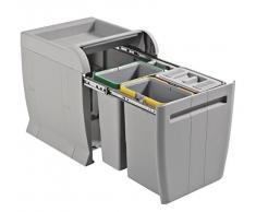 ELLETIPI City PTA 4040B Cubo de Basura de Reciclaje extraÃble por la Base. Color Gris. Dimensiones: 35Â x 42Â x 44 cm