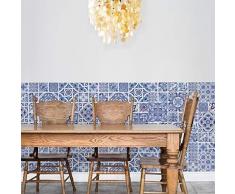 Walplus Ocean Blue - Pegatinas de Pared (Vinilo, 63,5 x 63,5 x 3 cm), diseño de Azulejos