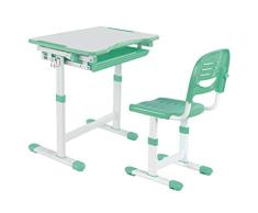 FD FUN DESK Piccolino Green-Escritorio Infantil (Altura Regulable, con Silla), Verde, 664x474x540-760 mm