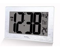 Technoline Reloj de Pared pequeÃ±o y Moderno, Radio, Aspecto de Plata cepillada.