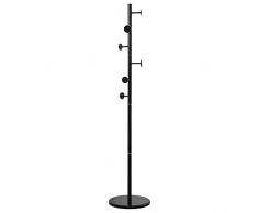 DRW Perchero de pie con 6 pomos de Metal y Base de marmol en Negro 37x175cm, Pomo 6cm