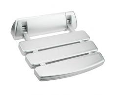 PrimeMatik - Asiento de Ducha abatible. Silla Plegable para Ancianos de plÃ¡stico y Aluminio Plateado 350x348mm