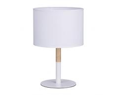 Relaxdays â Lámpara de noche lámpara de mesa vintage pantalla Tejido Forma Cilindro Retro moderno HxBxT: 40 x 25 x 25 cm, metal tela, blanco 40 wattsW 230 voltsV