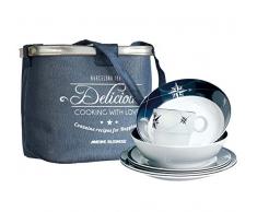Marine Business Northwind Pack vajilla con Cesta Rectangular, Melamina, Azul y Blanco, 34.5 x 25.5 x 26 cm, 25 Unidades