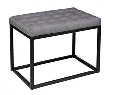 WENKO Banco con tapicería Amandola, Acero Lacado Negro y Asiento Acolchado Gris, Metal poliéster, 59 x 45 x 39 cm