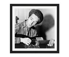 Fine Art Prints Cuadro de Madera con Marco de Madera de Aumuller para Cantante Folk Woody Guthrie Kill Fascists, Cuadrado, 40,6 x 40,6 cm