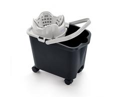 Mery 0336.12 Cubo con Escurridor Automatico, Polipropileno, Acero, Gris Claro y Gris Oscuro, 38.2x25.5x39 cm